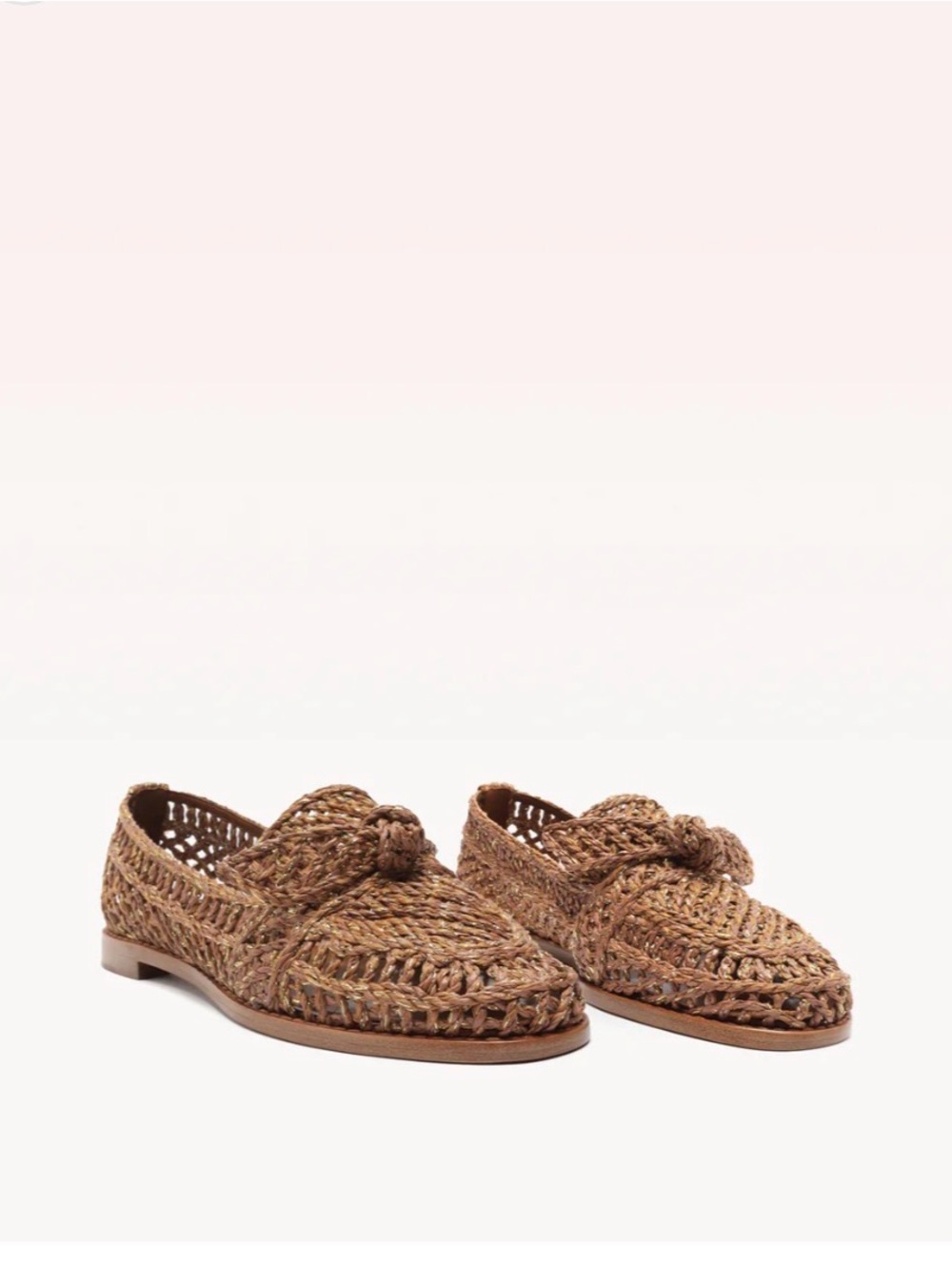 Alexandre Birman Braided Loafer Flats RAFFIA PENNY LOAFER BROWN